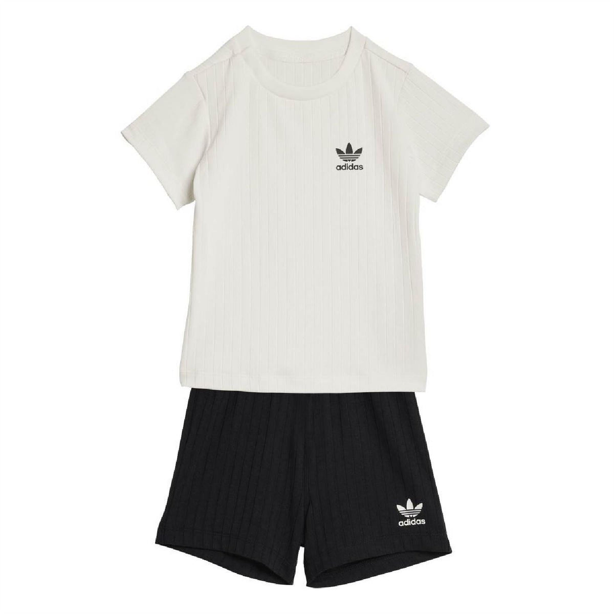 Infants ribbed T-shirt and shorts set with white tee and black shorts