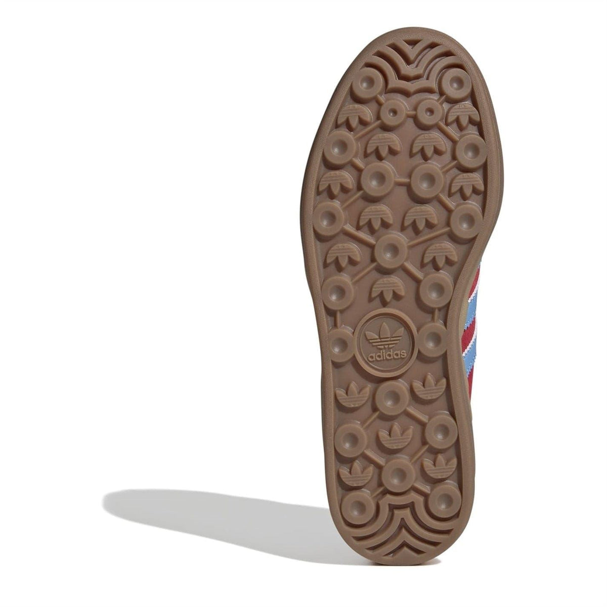 Gum-brown outsole with patterned tread for Gazelle low-top sneakers in red