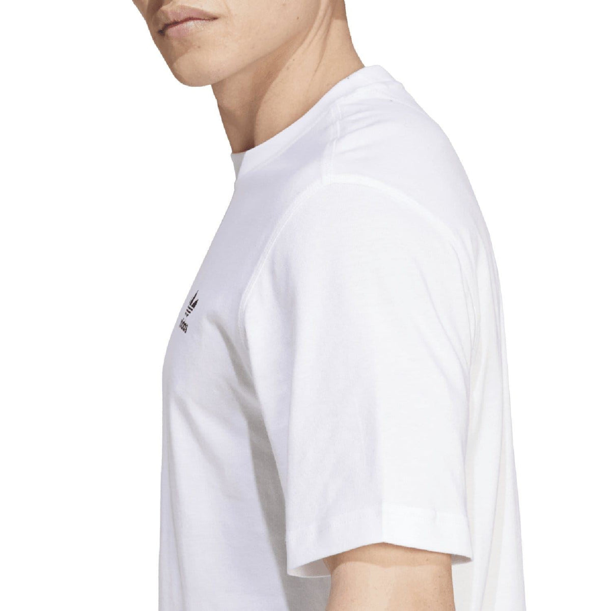 White adidas Originals crew-neck T-shirt side view with short sleeves