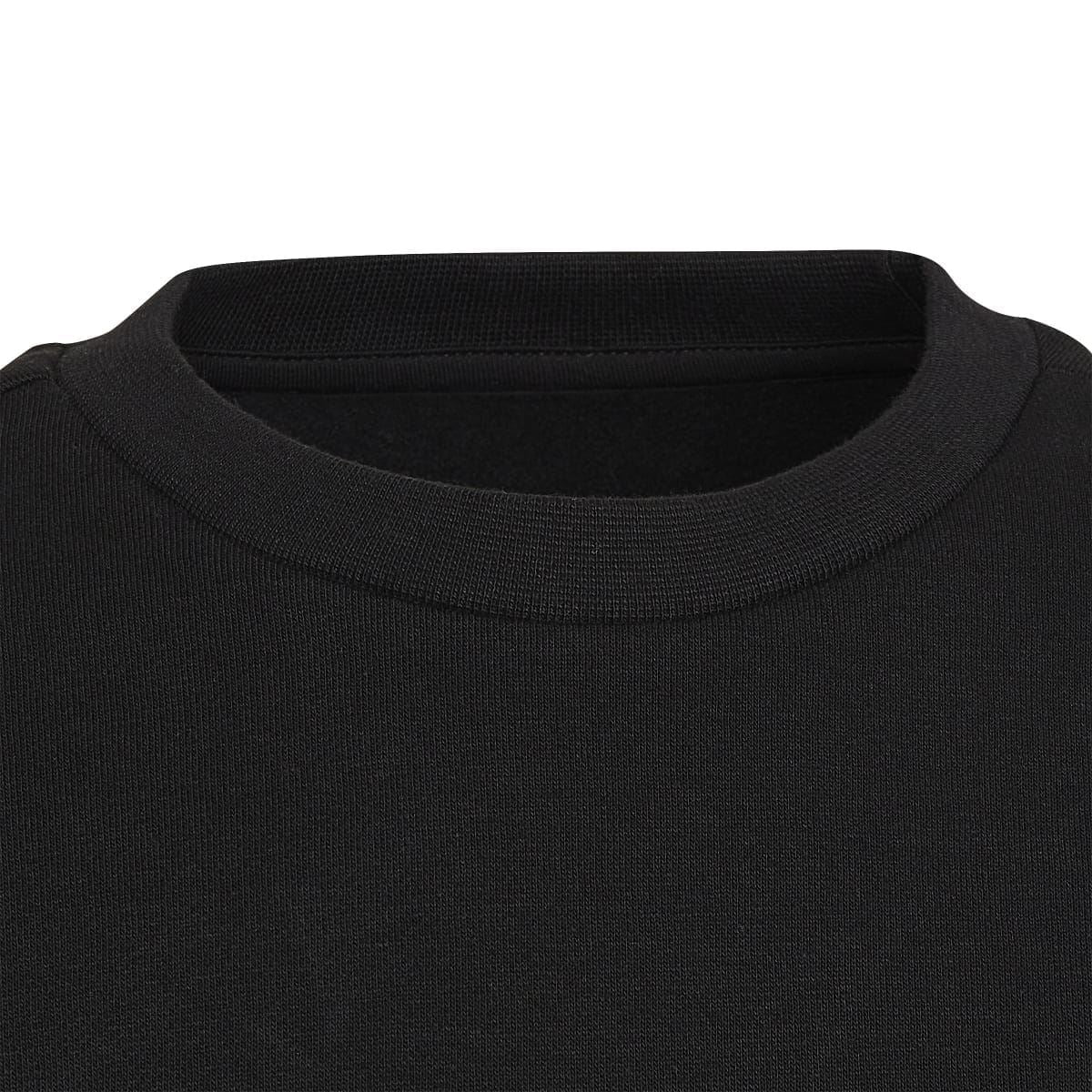 Black crewneck sweatshirt collar with ribbed crew neckline trim