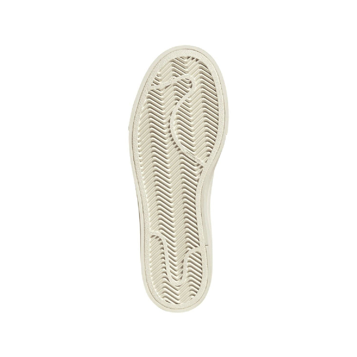 White rubber outsole with textured tread pattern for traction.