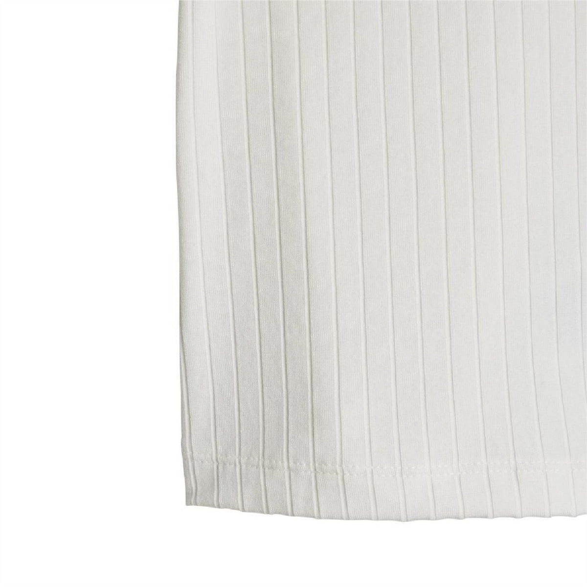 White vertical-rib T-shirt with stitched hem and ribbed sleeve opening