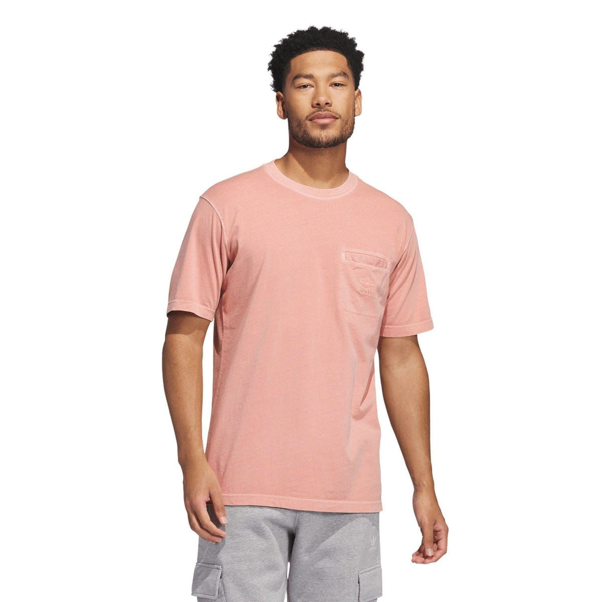 Pink adidas Originals pocket T-shirt with Trefoil graphic, short sleeves