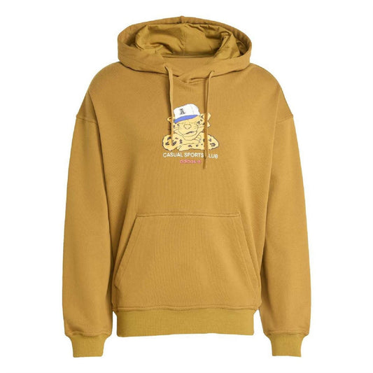 Bronze hooded sweatshirt with drawstrings, kangaroo pocket, and front graphic logo