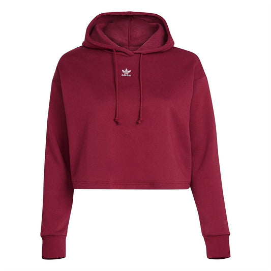 adidas Originals cropped hooded sweatshirt with relaxed fit, featuring a drawstring hood and soft fabric in a casual style