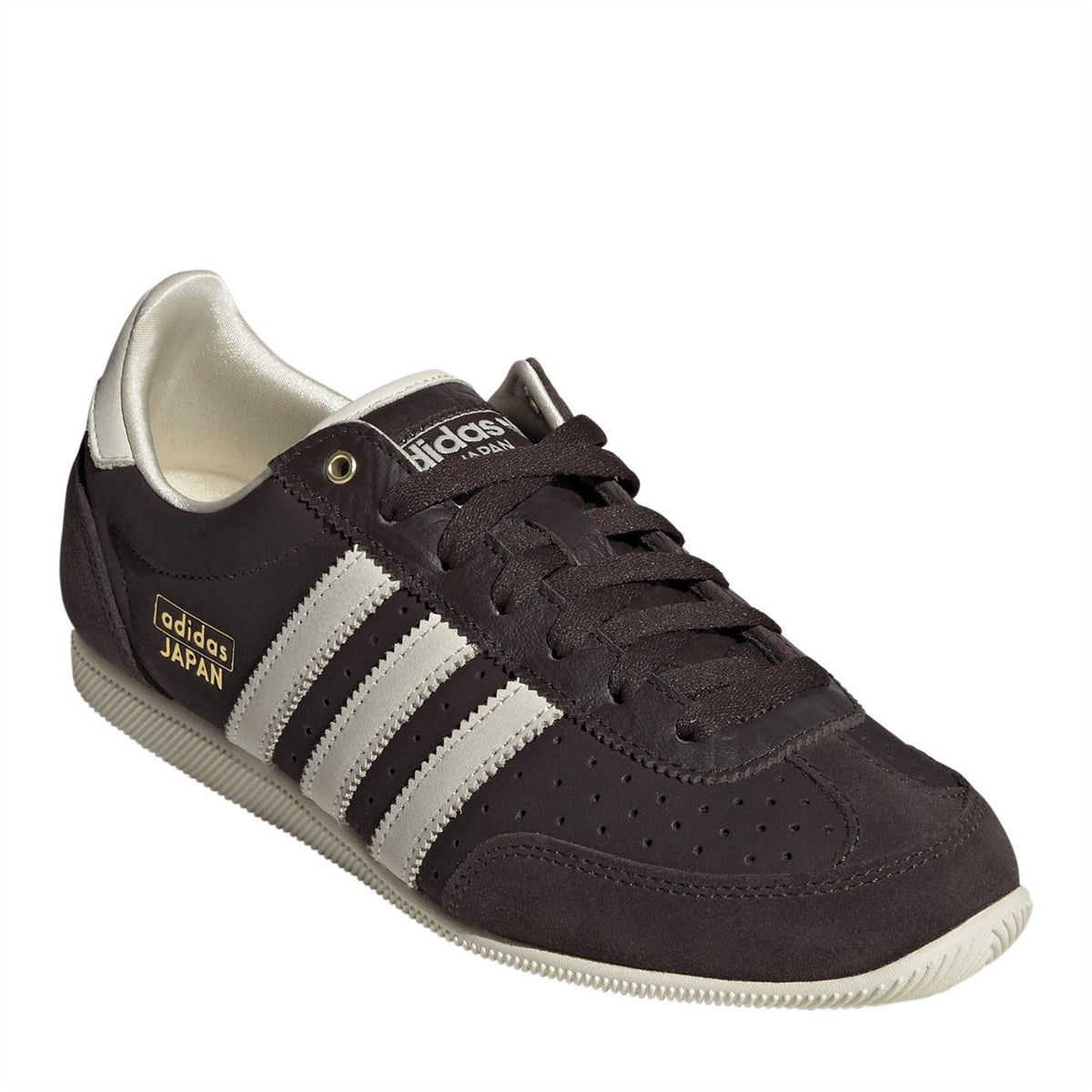 Black Japan shoes with white side stripes and lace-up front