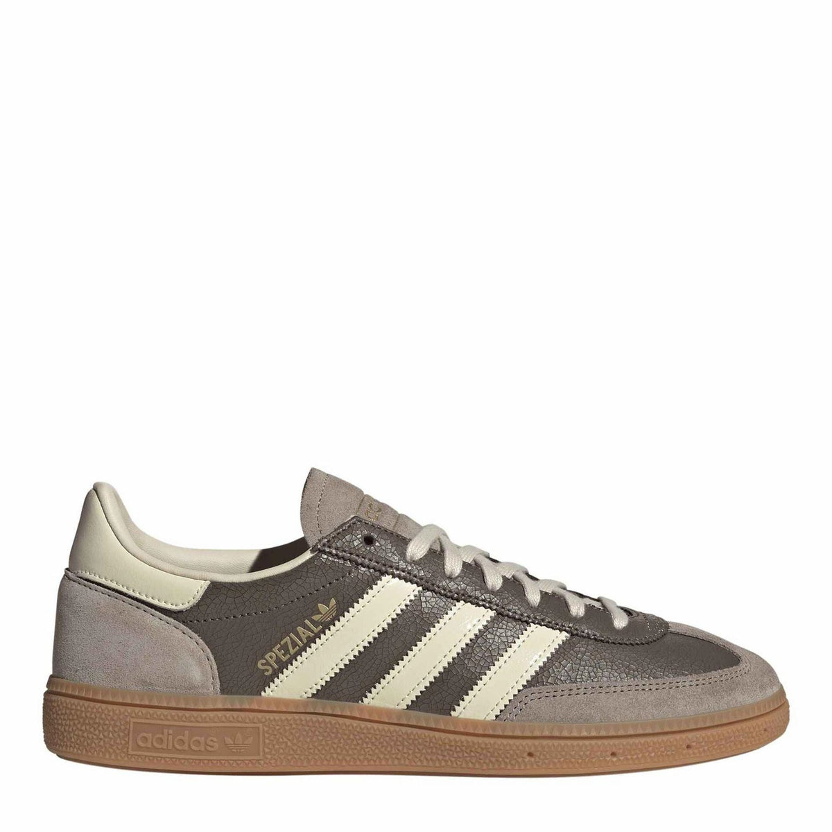 adidas Spezial trainers in dusty gray suede with off-white stripes and gum sole