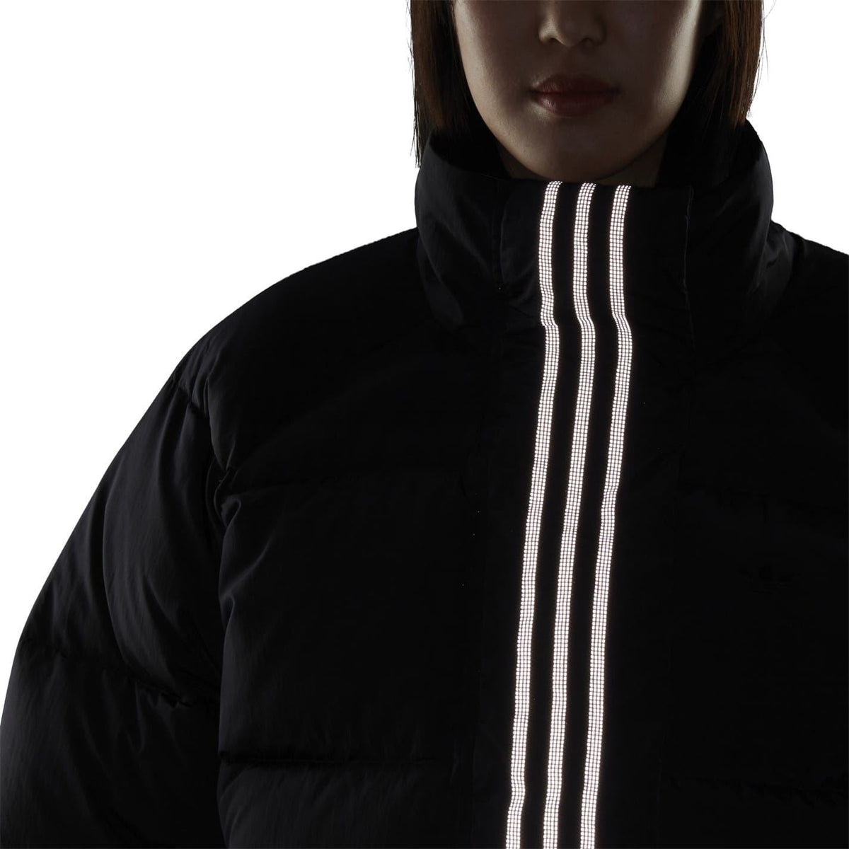 adidas Originals short down jacket, lightweight coat with quilted design and hood, ideal for cold weather outdoor wear