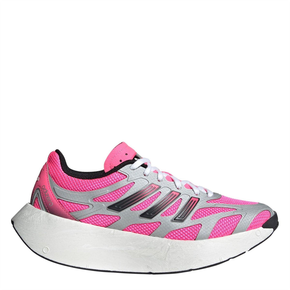 adidas Adizero Aruku running shoe in lucid pink, gray, white with black accents