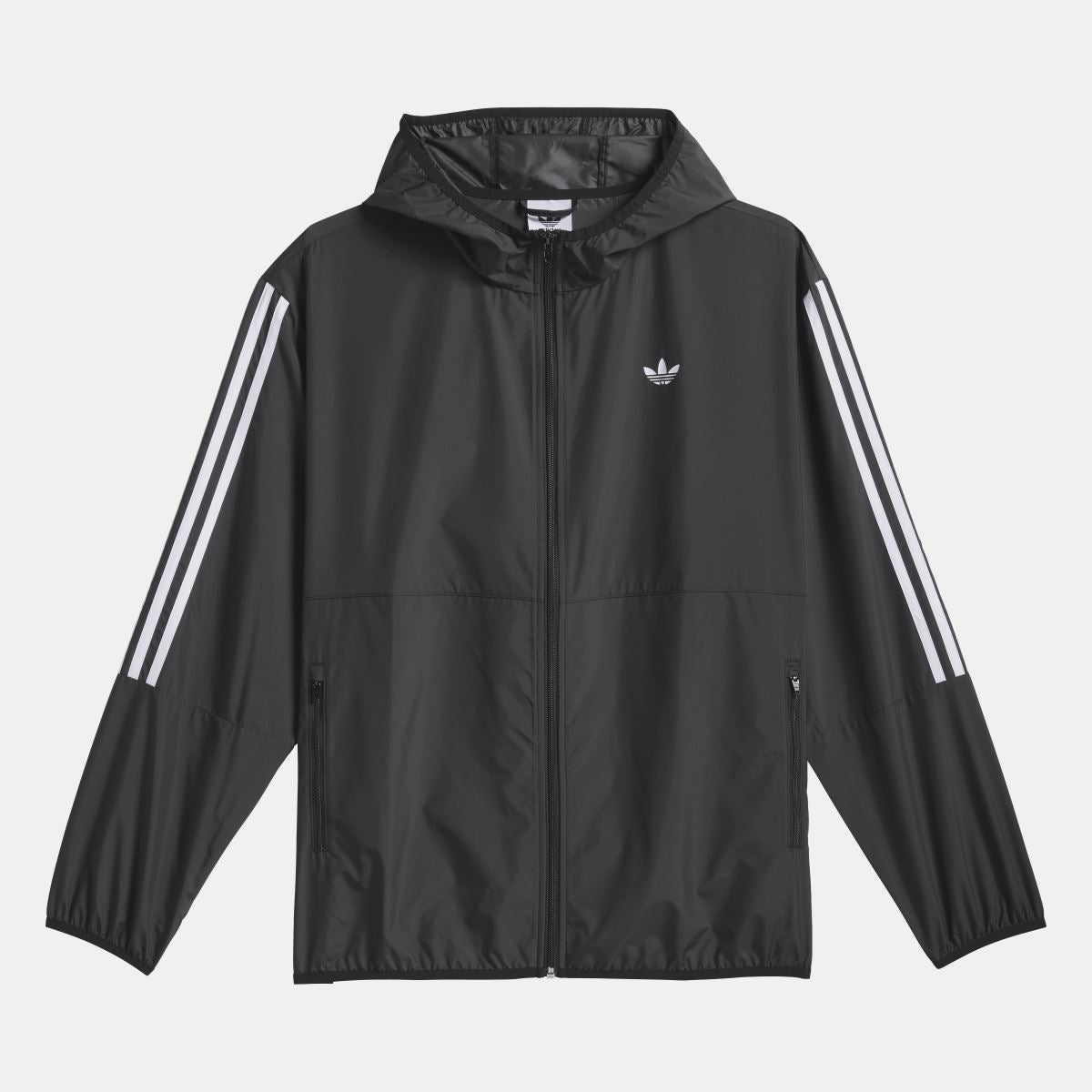 Black adidas Originals skateboarding windbreaker jacket with full zip and hood