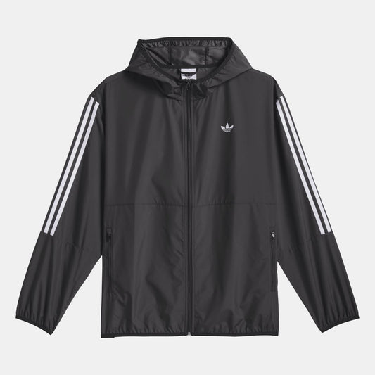 Black adidas Originals skateboarding windbreaker jacket with full zip and hood