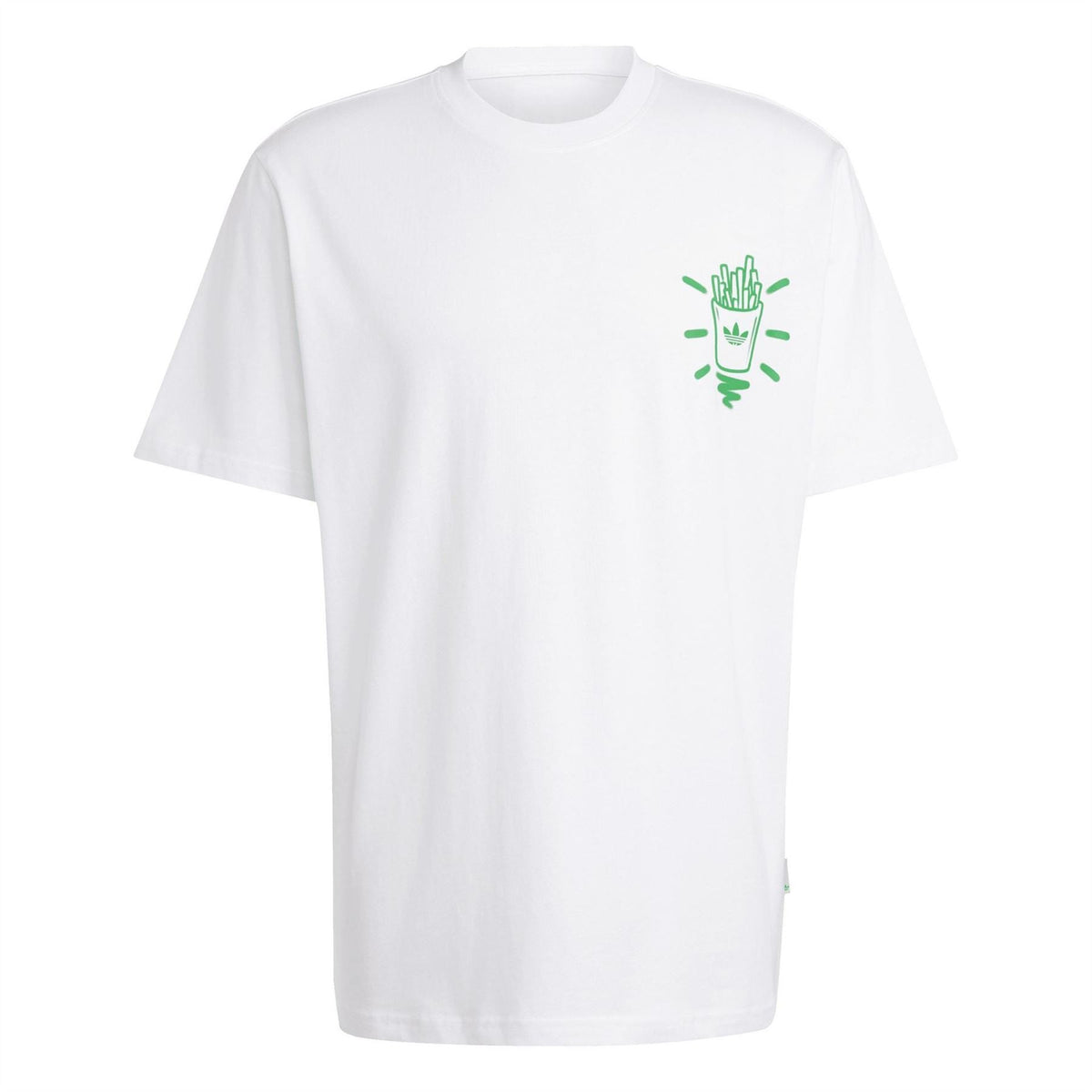 adidas Originals Q12 Street T-shirt, white, front green graphic logo