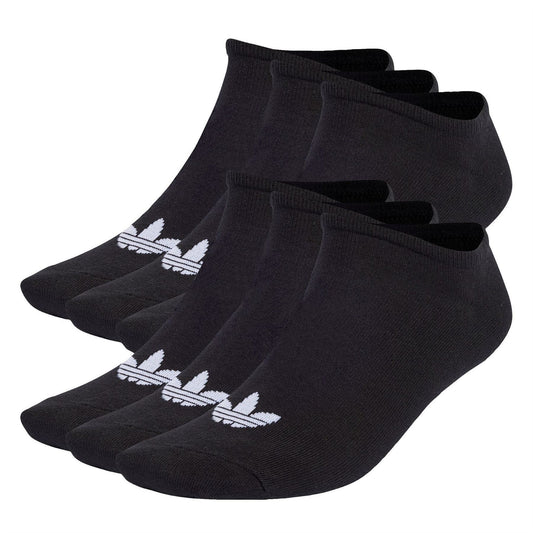 Black adidas Originals Trefoil liner ankle socks, 6-pack with white logo stripes