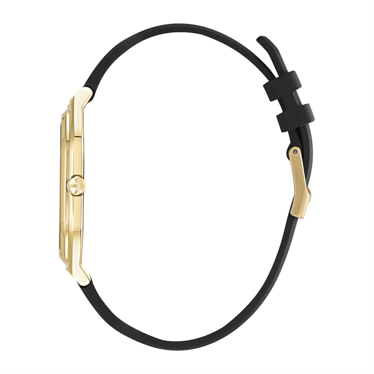 adidas Originals watch band and case, black silicone strap with gold-tone bezel and clasp