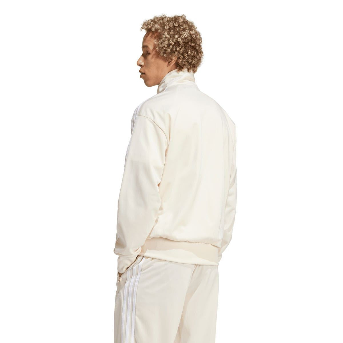 adidas Originals white track top, back view with ribbed hem and cuffs