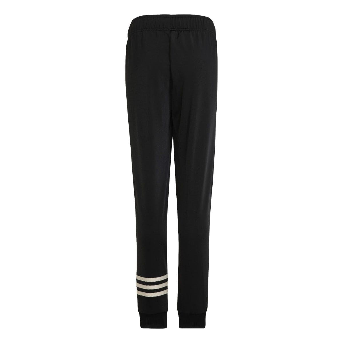 Black junior adidas Adicolor tracksuit bottoms with elastic waistband and striped hem