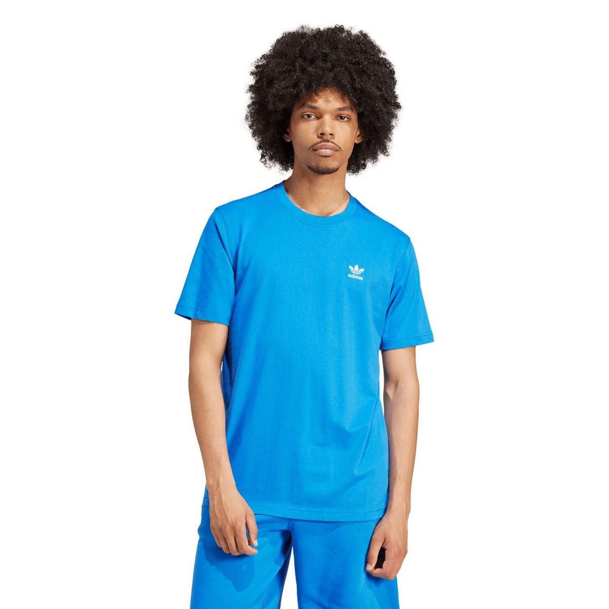 Blue adidas Trefoil logo crew-neck T-shirt, short sleeves
