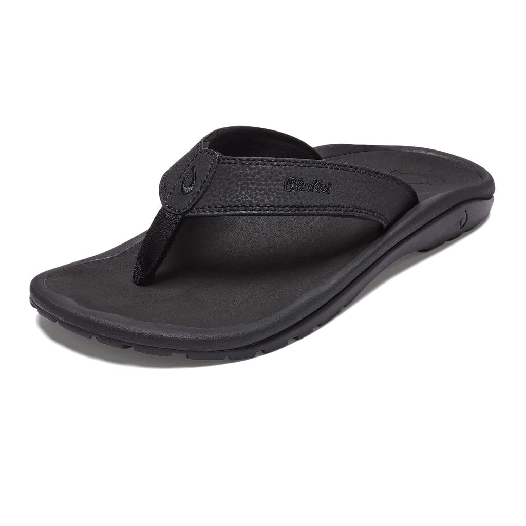 Black rubber thong flip-flops with stitched strap detail