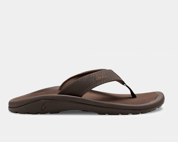 Men’s brown flip-flop sandal with padded strap and dark rubber tread sole