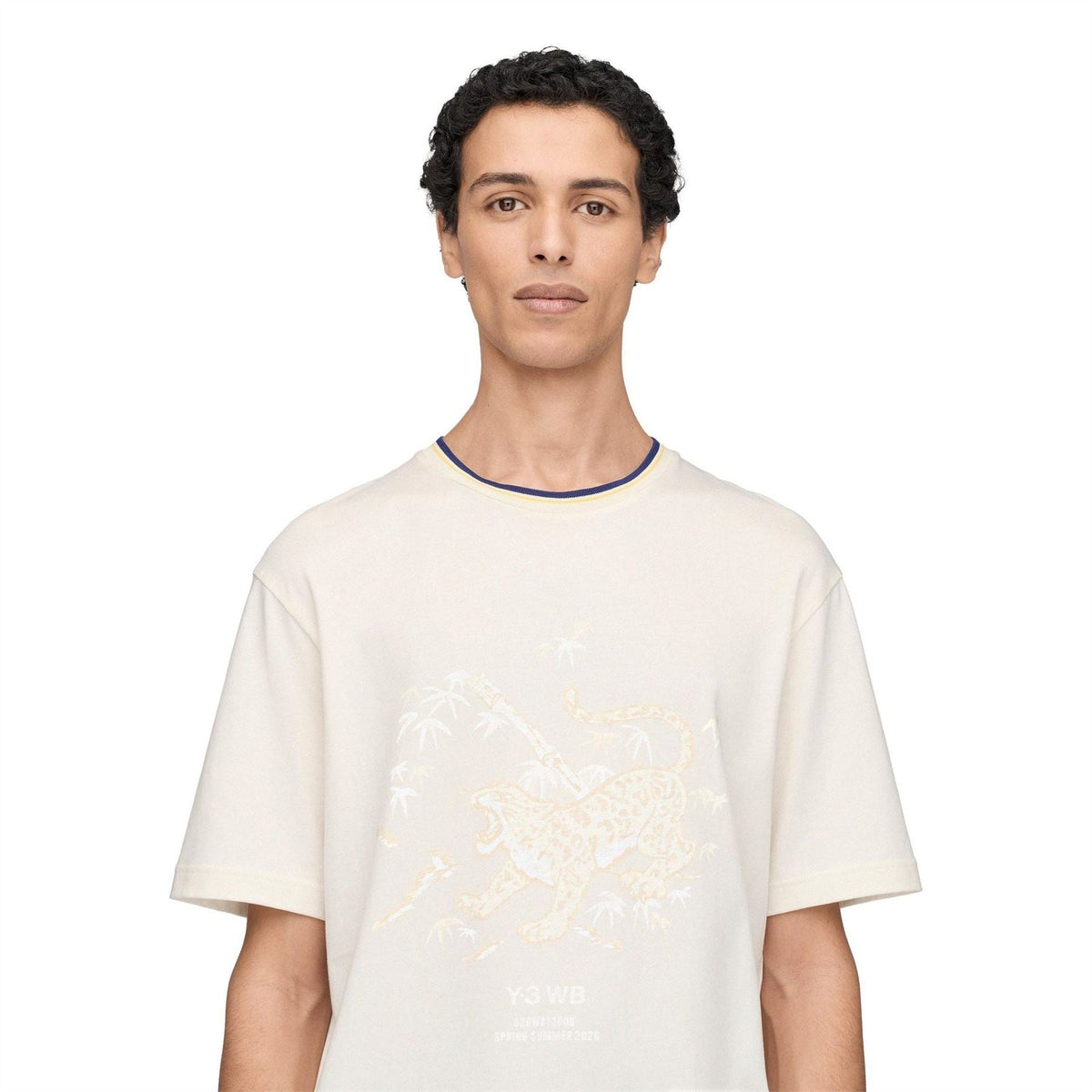 Men's chalk white T-shirt with detailed chest graphic and Y-3 logo