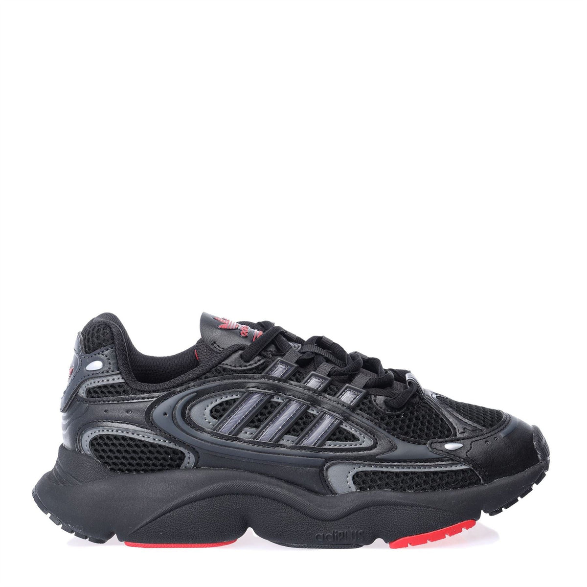 adidas Juniors Ozmillen black and silver lace-up trainers, chunky sole