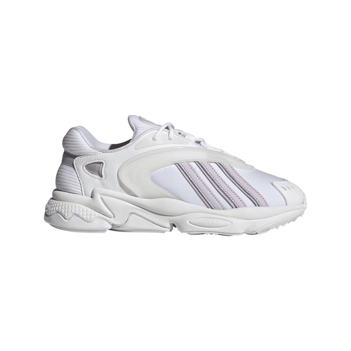 White adidas Originals Oztral sneakers with lace-up front and three-bar side stripes