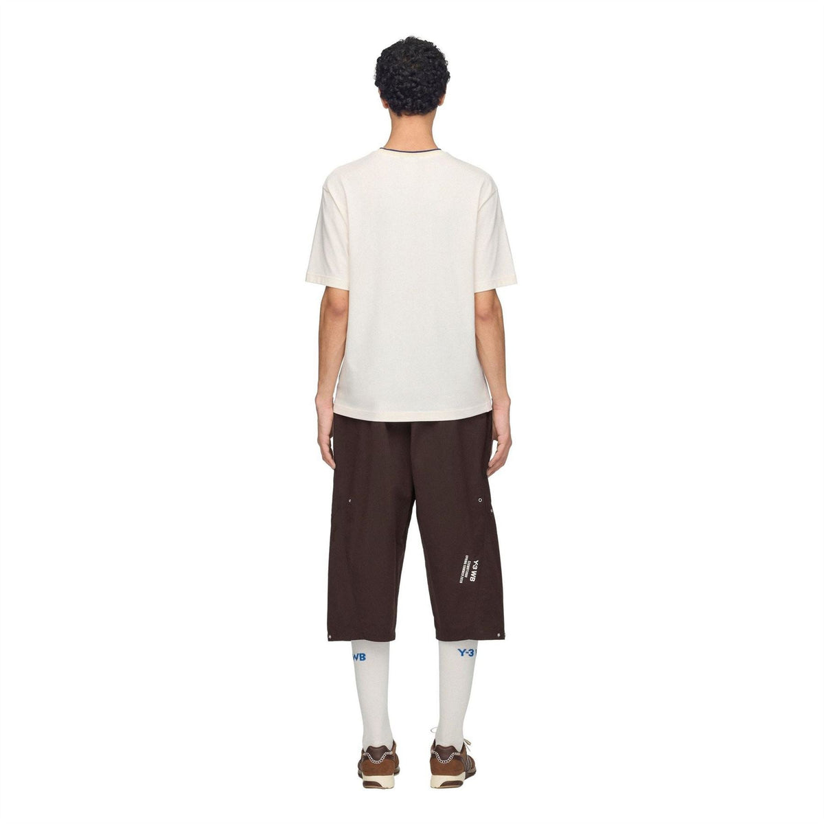 Men's chalk white crew-neck T-shirt with plain back view and short sleeves