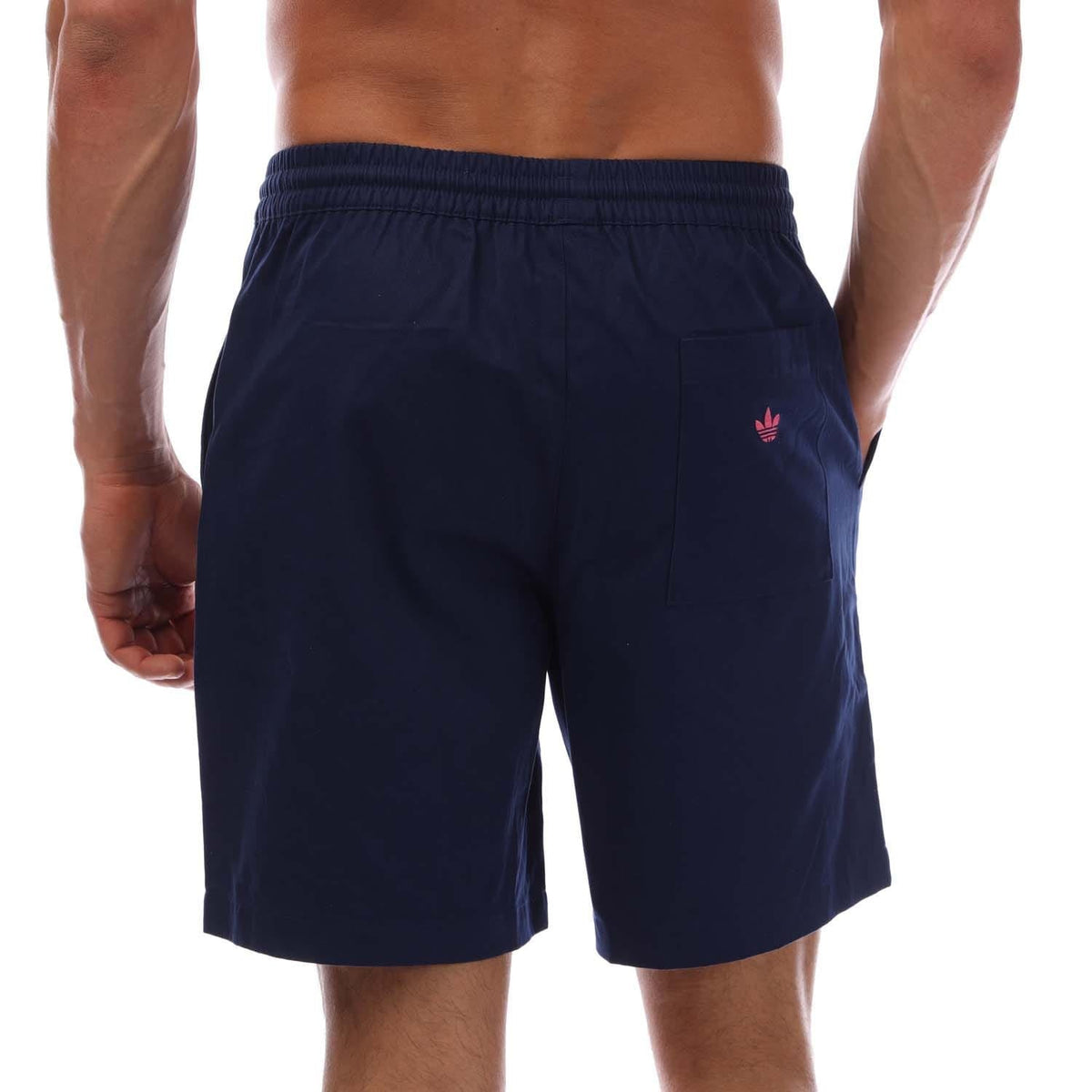 adidas Originals groundskeeper shorts, dark blue, elastic waistband, trefoil logo