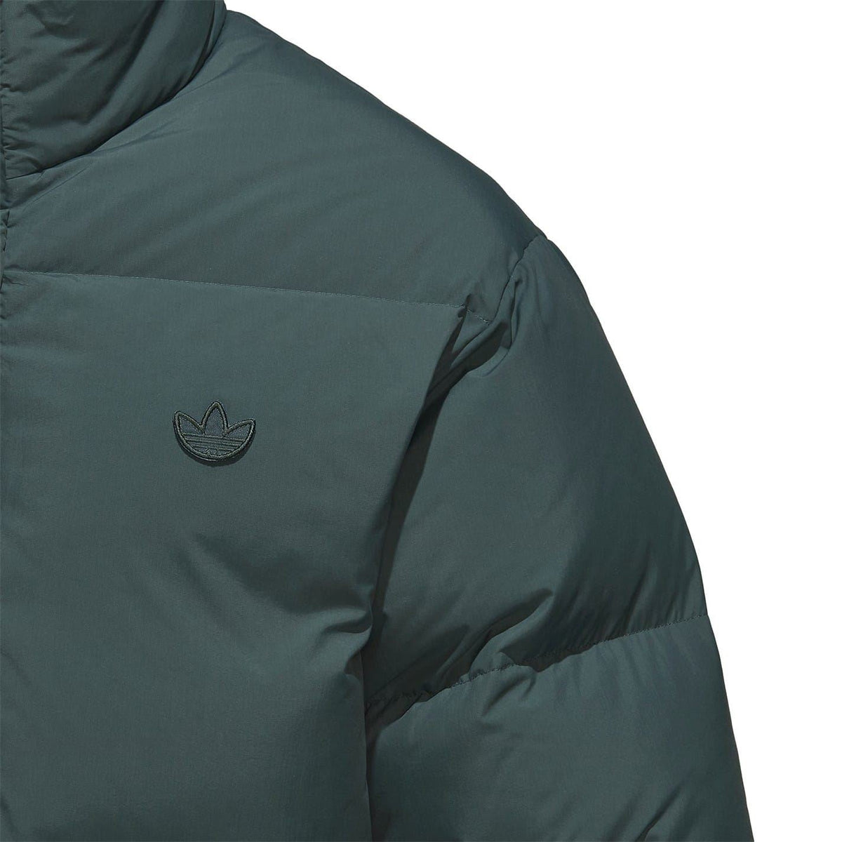 adidas Originals collared neck relaxed fit down jacket, black coat with zip closure and quilted design, outdoor winter outerwear