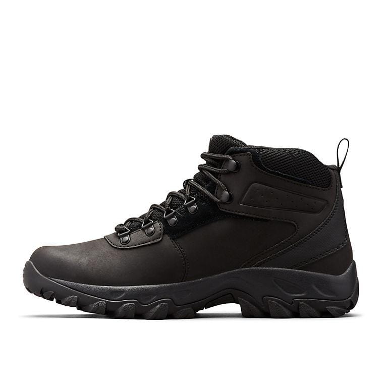 Black waterproof hiking boot with lace-up closure and thick grippy outsole.