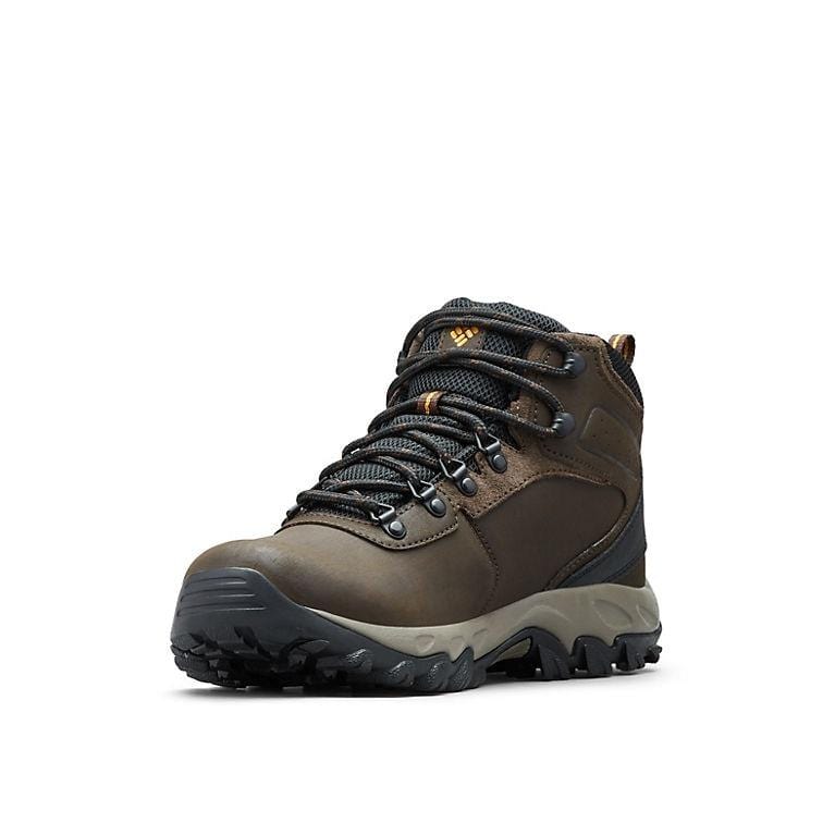 Brown ankle hiking boots with black laces, padded collar, and rugged sole