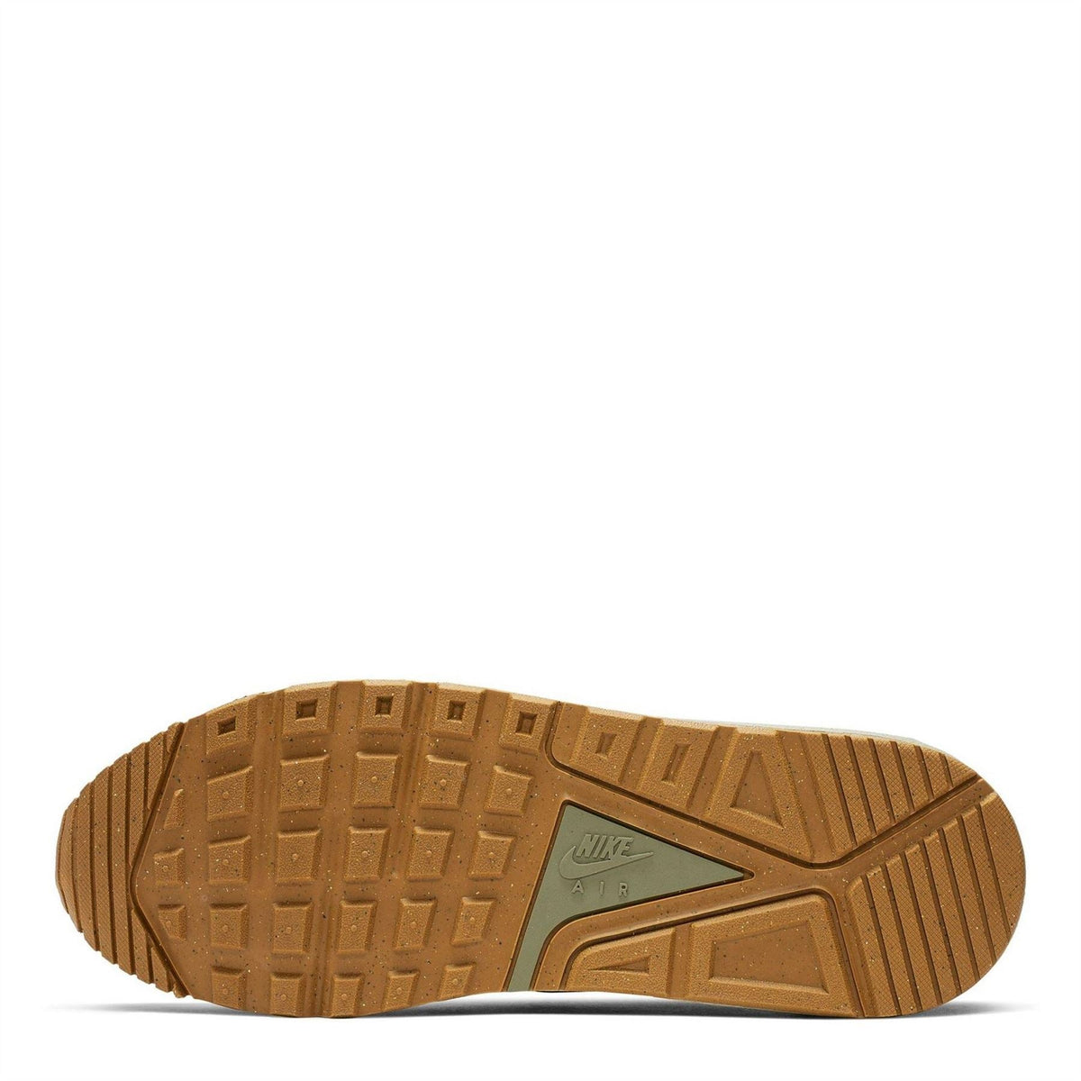 Tan rubber outsole with textured tread and molded traction pattern