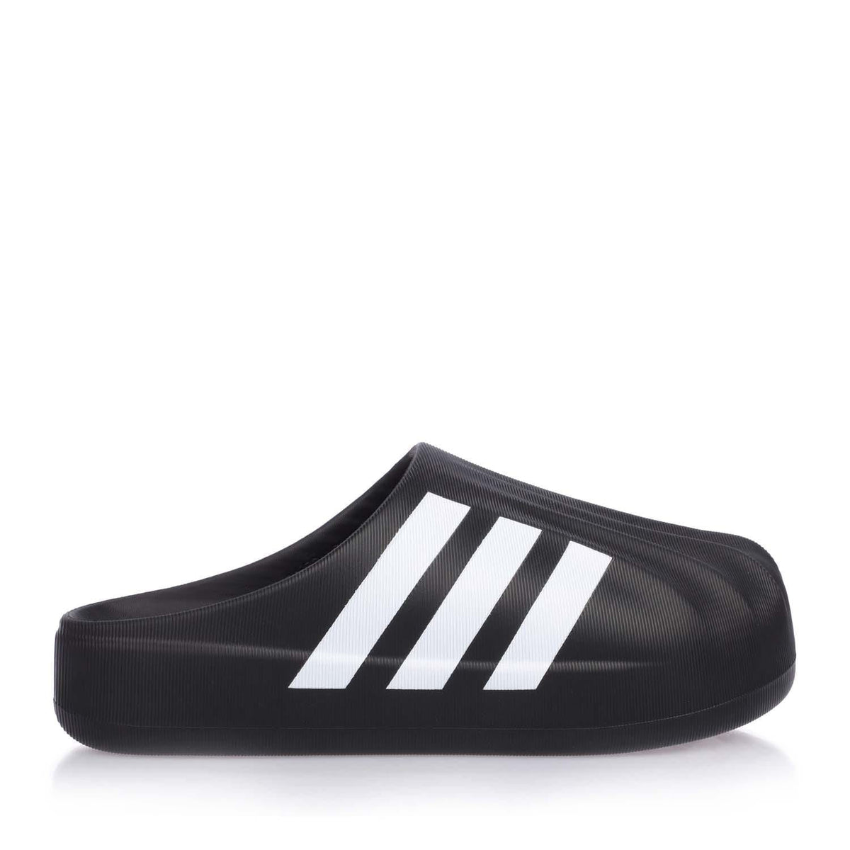 adidas adiFOM Superstar mule shoes in black with white triple stripe graphic
