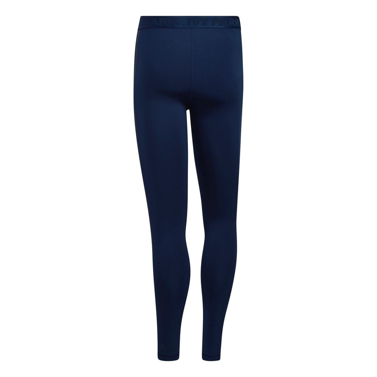 Navy high-rise biking leggings with adidas three-stripe design on legs