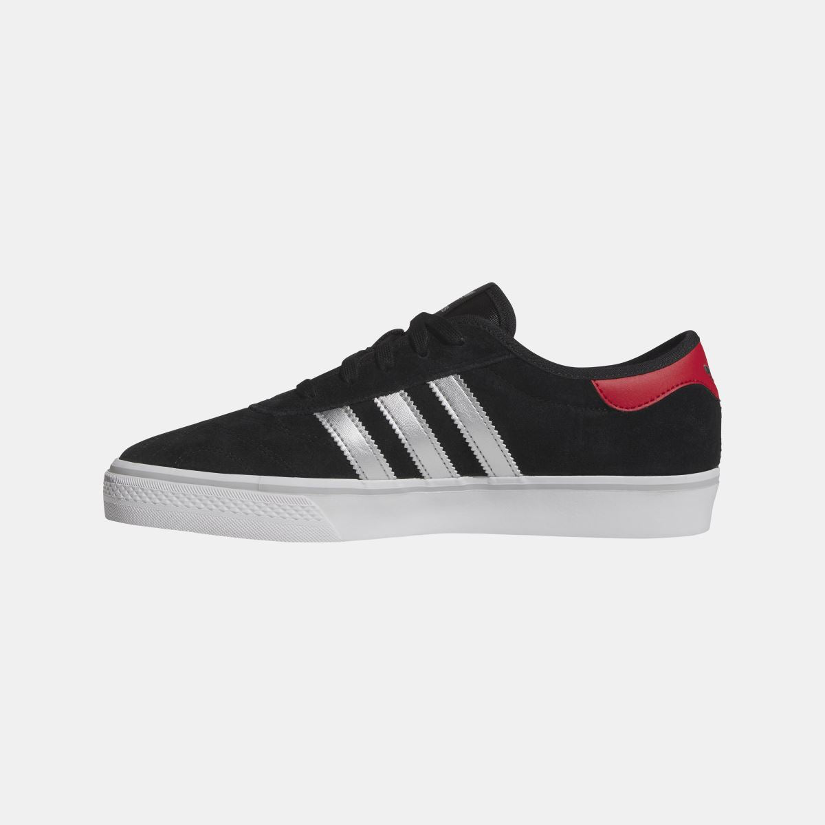 Black adidas Originals Adi Ease low-top sneaker with white stripes and red collar trim