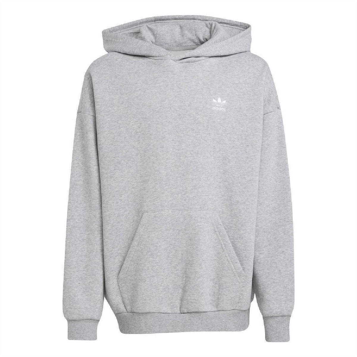 adidas juniors loose grey hoodie with kangaroo pocket and drawstring hood