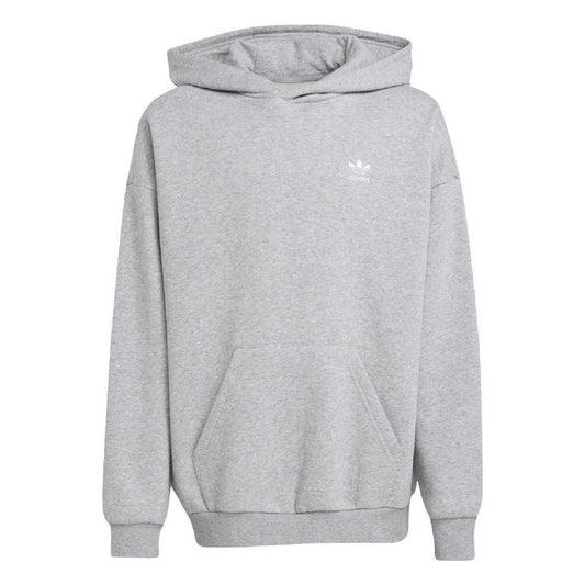 adidas juniors loose grey hoodie with kangaroo pocket and drawstring hood