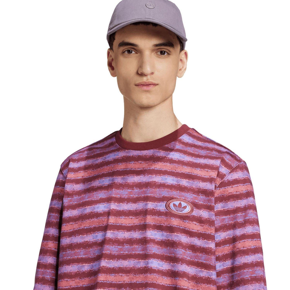 adidas Originals men's long sleeve striped t-shirt, crew neck and chest logo detail
