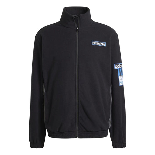 Black adidas funnel-neck zip-up sweatshirt with ribbed cuffs and hem