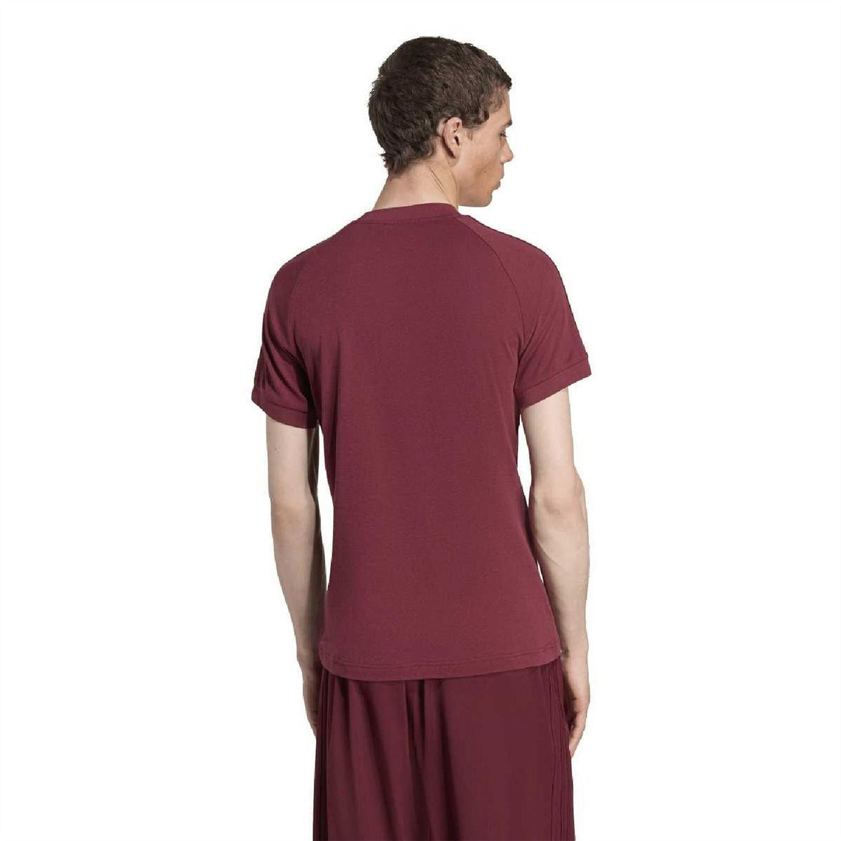 Men's maroon T-shirt with crew neck and back view