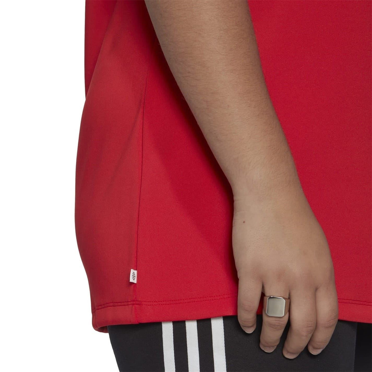 red adidas Originals slim T-shirt with side seam and white-trim sleeve cuff