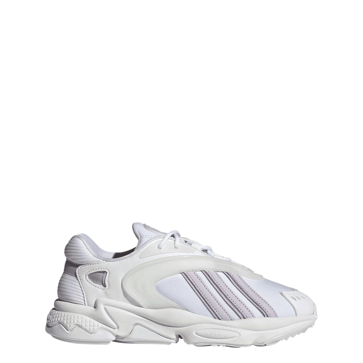 White adidas Originals Oztral lace-up sneakers, side view with cushioned chunky sole