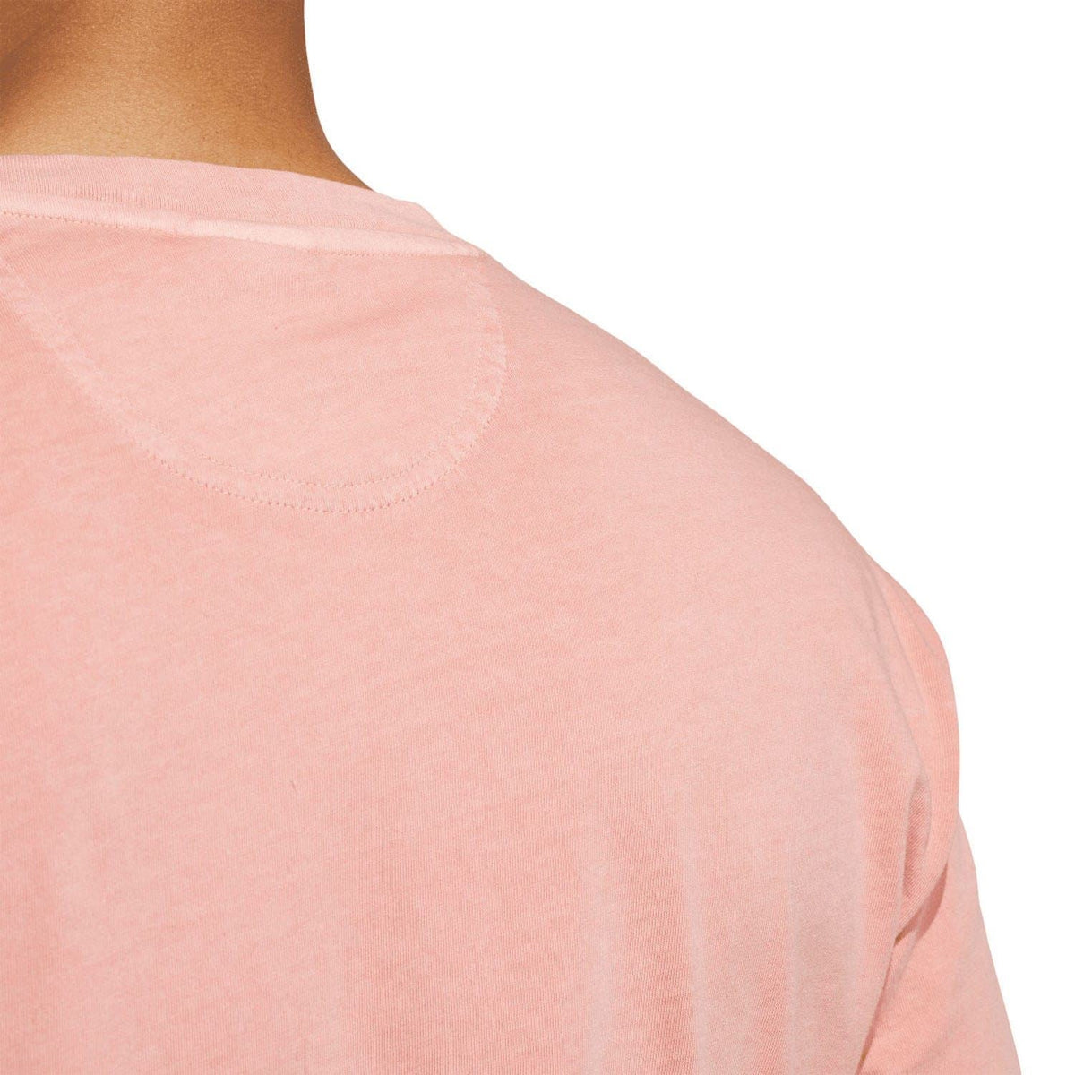 Pink adidas Originals T-shirt back view, crew neck and short sleeves