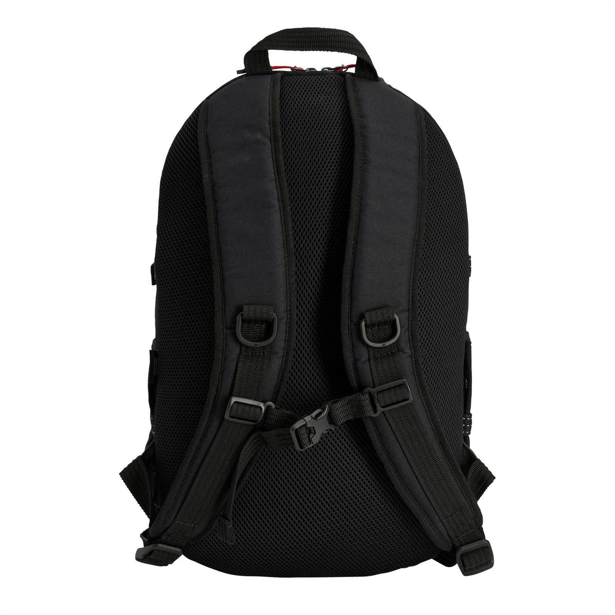 Dark carbon backpack with padded mesh back panel and adjustable shoulder straps