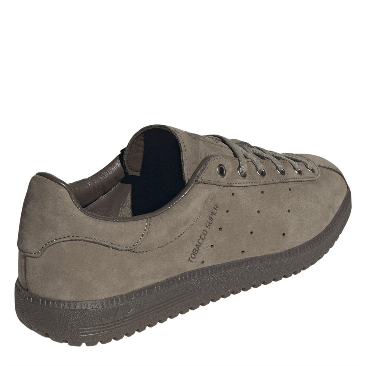 Dark brown low-top sneakers with cushioned collar and perforated side panels