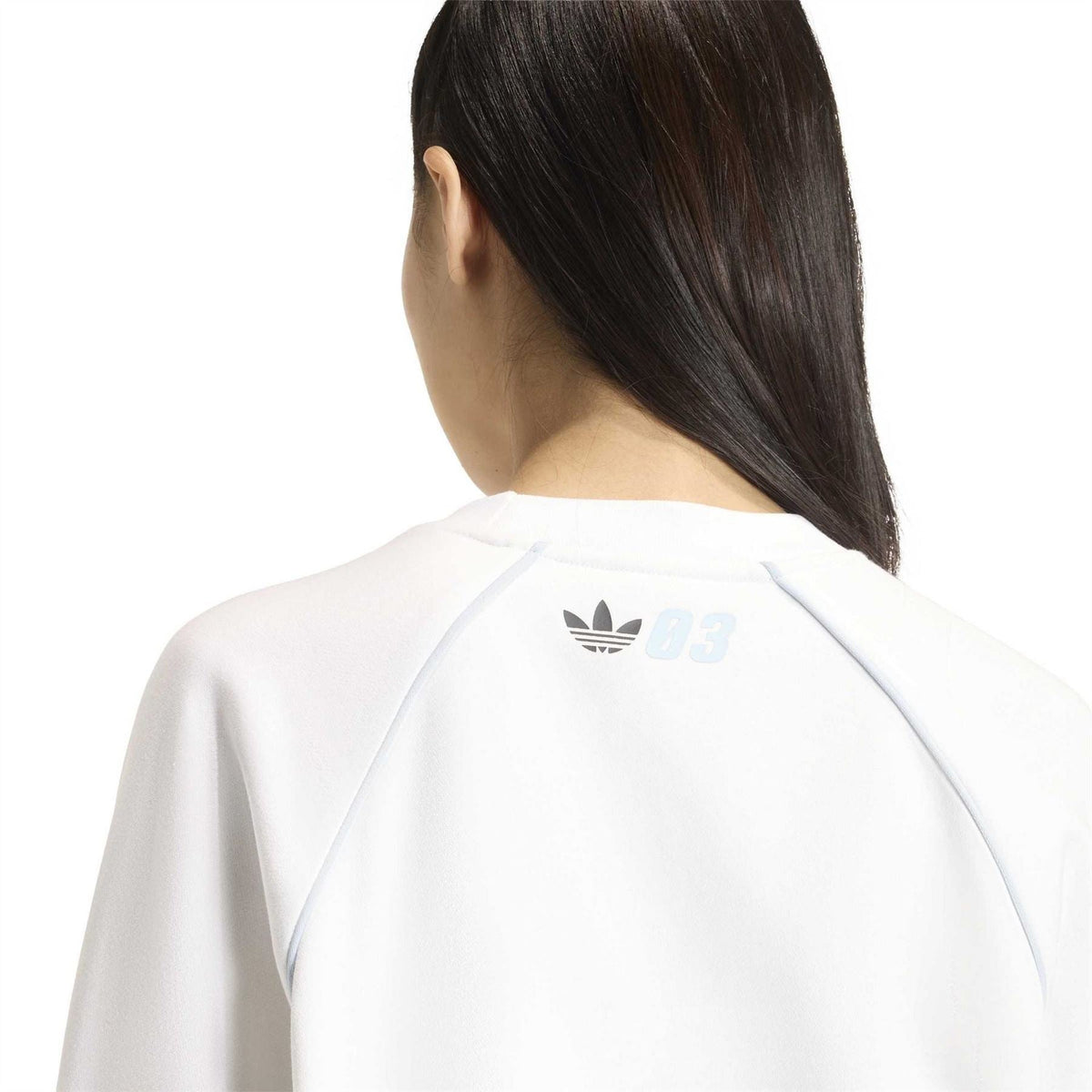White oversized crewneck sweatshirt back yoke with adidas Originals logo