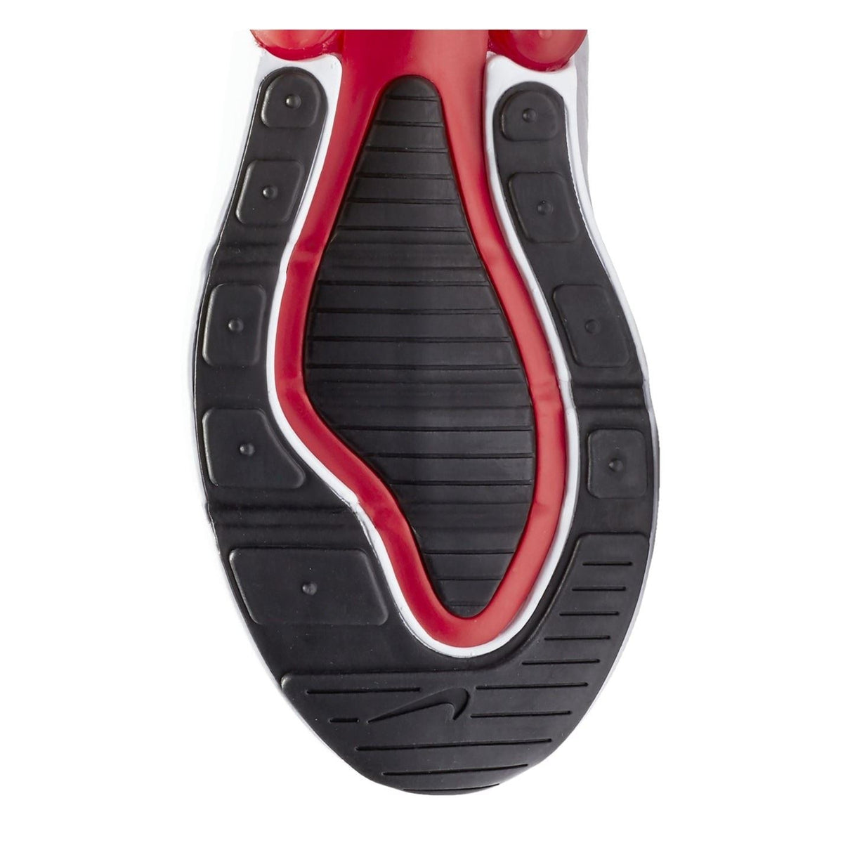 Red and black Air Max 270 outsole with tread and heel cushioning