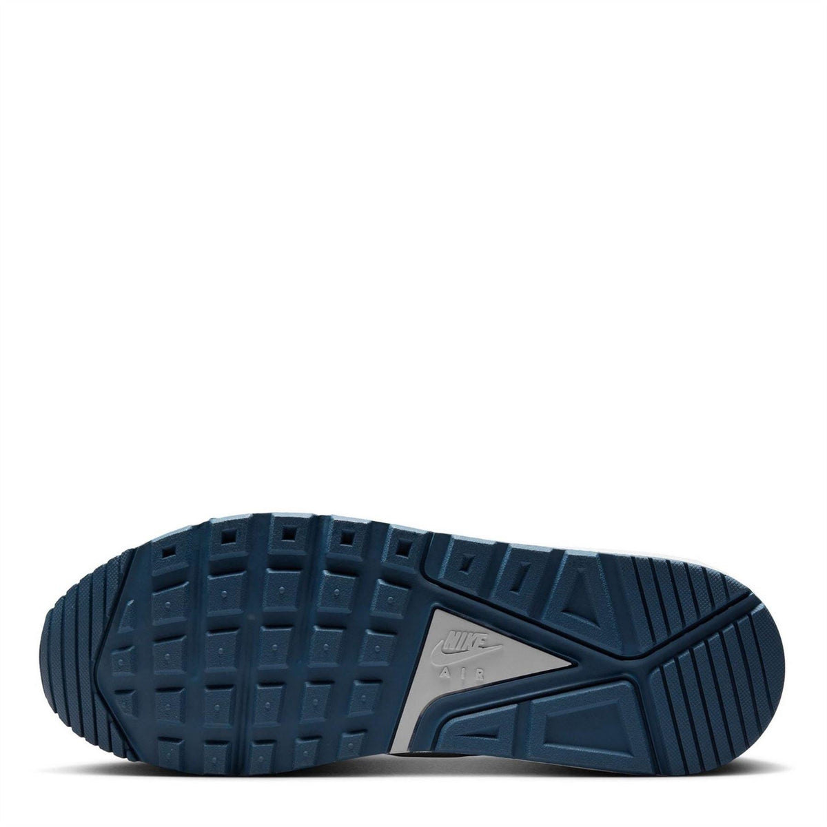 Navy Air Max trainer outsole with traction tread and Nike logo badge