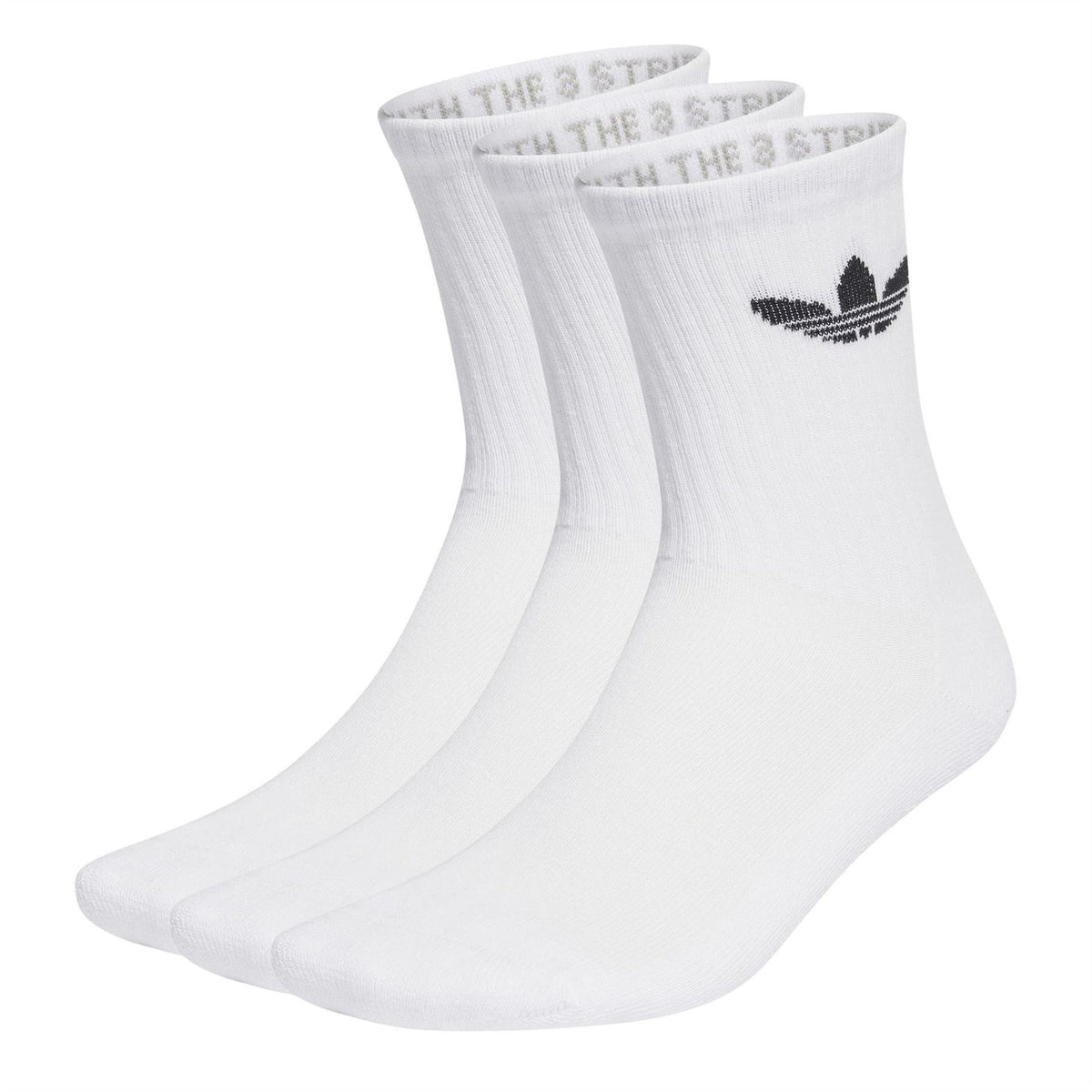 3-pack white crew socks with adidas Originals logo at ankle