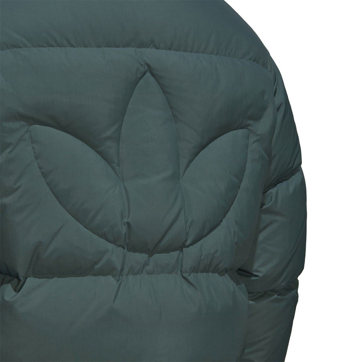 adidas Originals relaxed fit down jacket with collared neck, lightweight coat with puffy design and zip closure